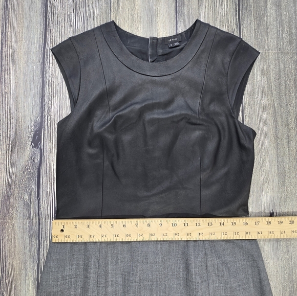 Theory Orinthia C Leather Bodice Wool Blend Mini Dress - Picture 13 of 16